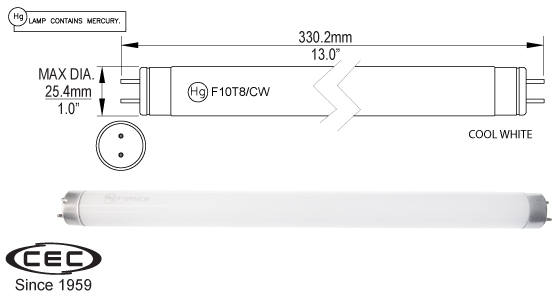 Med Bi-Pin Fluorescent Lamps, f10t8cw