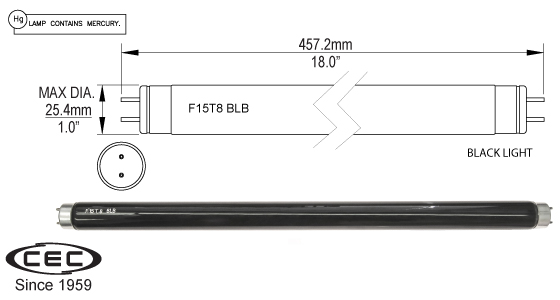 Med Bi-Pin Fluorescent Lamps, f15t8blb