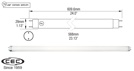Med Bi-Pin Fluorescent Lamps, f20t9cw