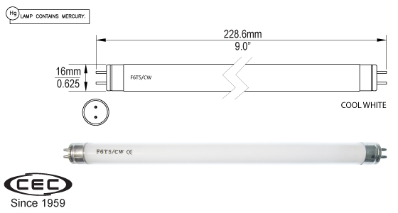 Miniature Bi-Pin Fluorescent Lamps, f6t5cw